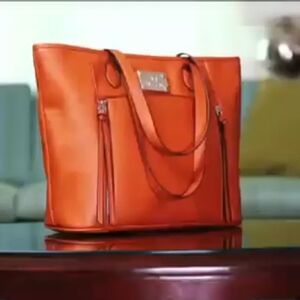 Joy Mangano St. Tropez Runway Chic Tablet Tote Tangerine